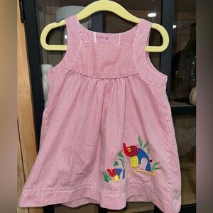 Vintage 80s Elephant Dress appliqué baby Girl Sikati Embroidered striped sikaffy